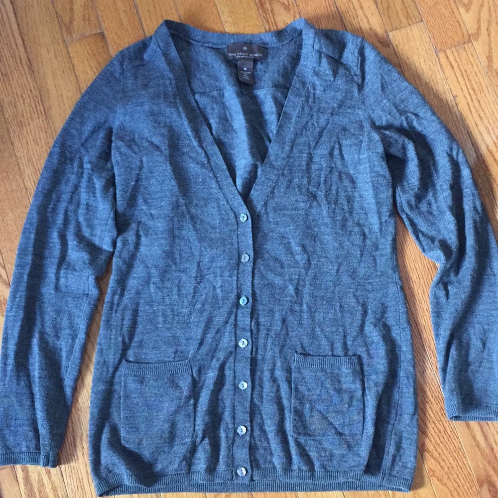 SOLD Charcoal grey merino wool cardigan sweater